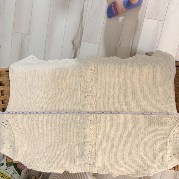 Anthropologie Pilcro Diana Cropped Cardigan Ivory White Bobble Knit Sweater M - Picture 4 of 7